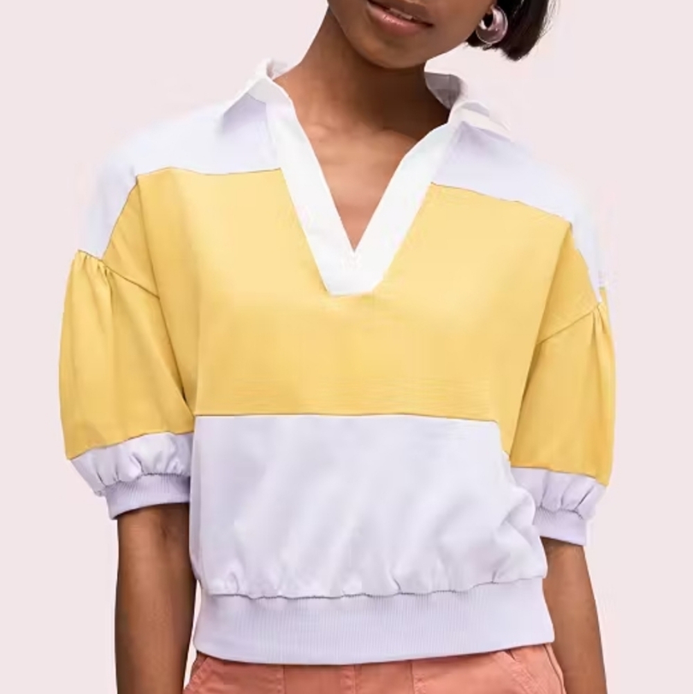 Kate Spade Polo Knit Color Block Tee Shirt Blouse